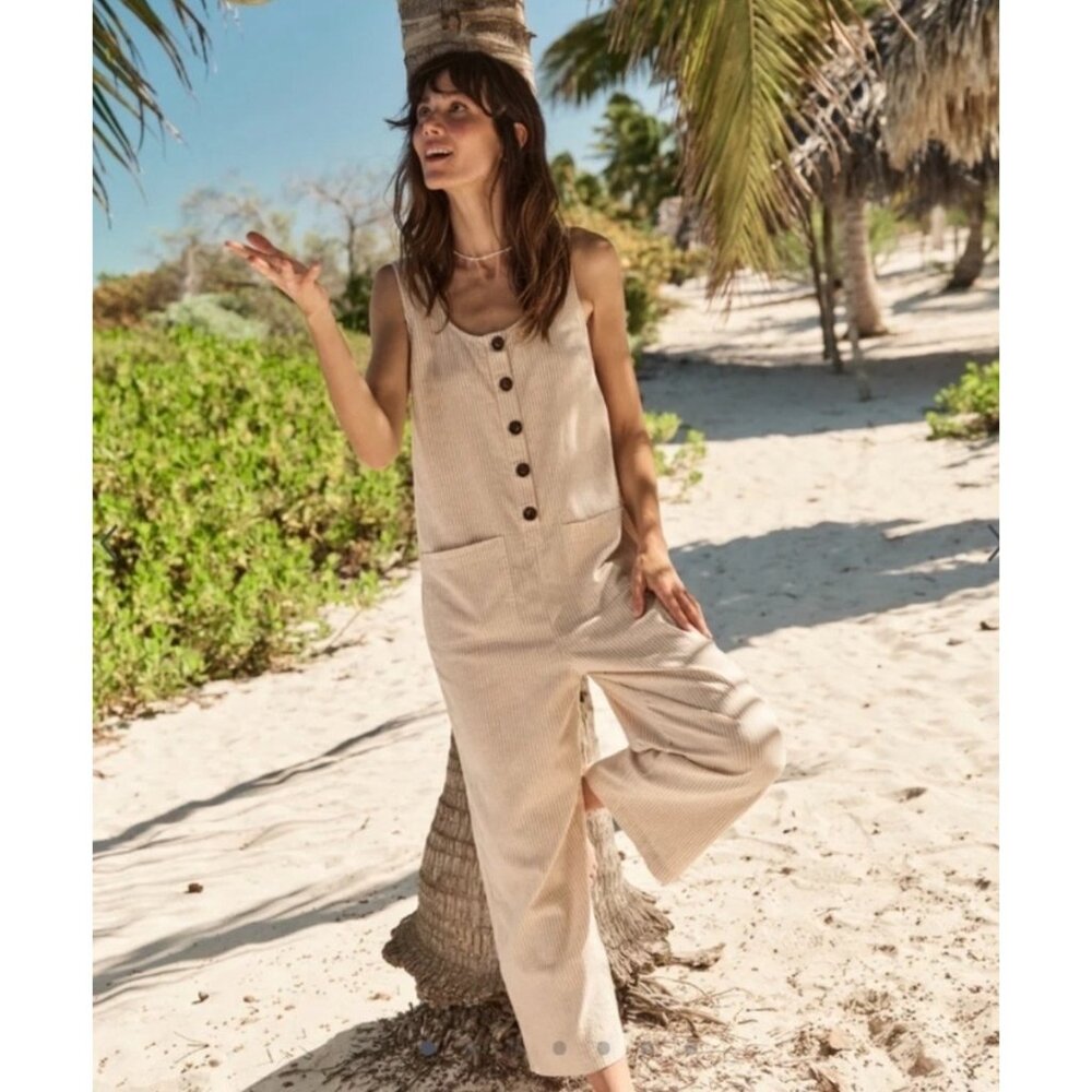 Marine Layer Sydney Natural Stripe Button-Front Jumpsuit, new with tags - Picture 5 of 7